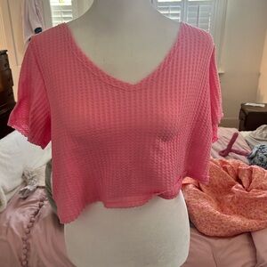 Pink off the shoulder crop top
